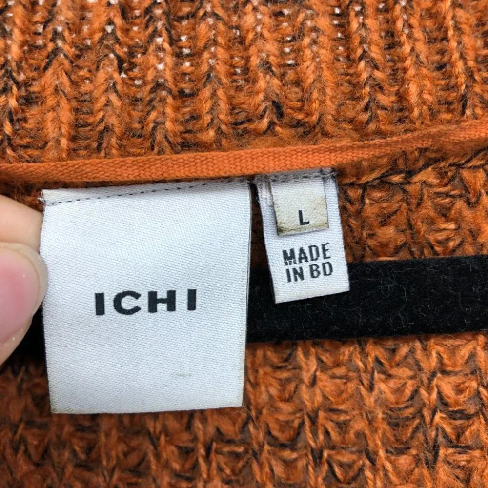 ICHI Ihodansa Rust / Ginger / Orange Long Sleeve Thick Waffle Knit Sweater LG - Picture 5 of 16